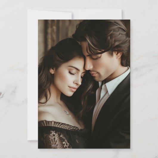 茶色エレガントのアゲート金ゴールドの結婚写真 招待状 (裏面)