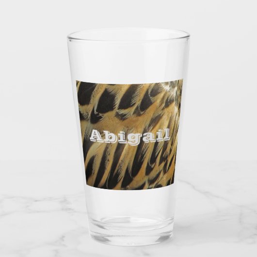 茶色エレガントのアヒル羽模様の写真自然 タンブラーグラス (正面)