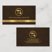 茶色エレガントのグランジ金ゴールド絵を描ブラシ 名刺 (正面/裏面)