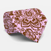 茶色エレガントのダマスクとピンクの背景 ネクタイ (ロール)