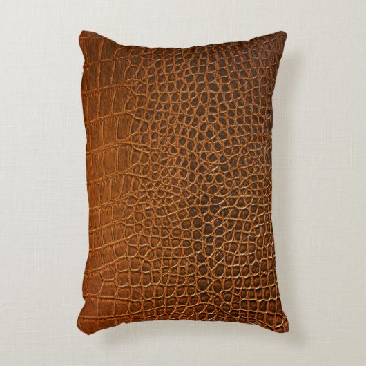 茶色エレガントのワニ革のテクスチャ。 アクセントクッション (正面(垂直))