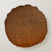 茶色エレガントのワニ革のテクスチャ。 ラウンドクッション (裏面)