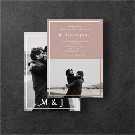 茶色エレガントの書道の結婚写真 箔招待状