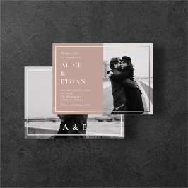 茶色エレガントの書道の結婚写真 箔招待状