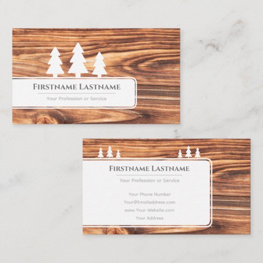 茶色エレガントの木目の木目の切り刻まれた白い木 名刺 (正面/裏面)