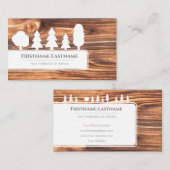 茶色エレガントの木目の森の白い木 名刺 (正面/裏面)