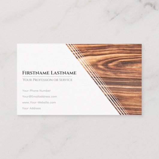 茶色エレガントの木目の白い木 名刺 (裏面)