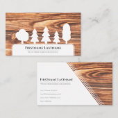 茶色エレガントの木目の白い木 名刺 (正面/裏面)