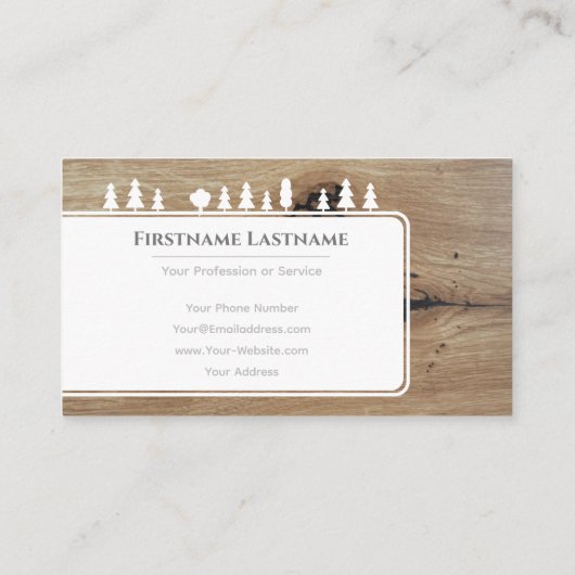 茶色エレガントの木目の花束の白い木 名刺 (裏面)