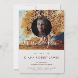 茶色エレガントの秋素朴の木の写真悔やみや弔慰 サンキューカード