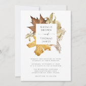 茶色エレガントの紅葉秋の結婚式写真 招待状 (正面)