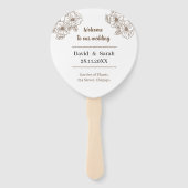 茶色エレガントの花のパーソナライズされた結婚式 プログラム ハンドファン (正面)