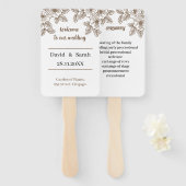 茶色エレガントの花のパーソナライズされた結婚式 プログラム ハンドファン (正面&裏面)