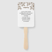 茶色エレガントの花のパーソナライズされた結婚式 プログラム ハンドファン (裏面)