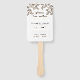 茶色エレガントの花のパーソナライズされた結婚式 プログラム ハンドファン