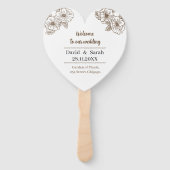 茶色エレガントの花のパーソナライズされた結婚式 プログラム ハンドファン (正面)