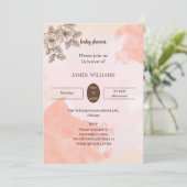 茶色エレガントの花の赤ちゃんシャワーカスタマイズ 招待状 (スタンド正面)