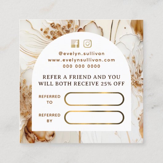 茶色エレガントの花紹介カード スクエア名刺 (裏面)