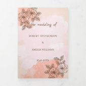 茶色エレガントの花結婚の 三つ折り招待状 (カバー)