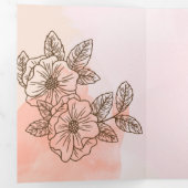 茶色エレガントの花結婚の 三つ折り招待状 (内部最初)