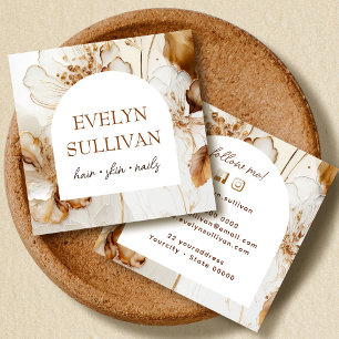 茶色エレガントの花 スクエア名刺