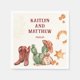 茶色エレガントの西結婚素朴 スタンダードカクテルナプキン