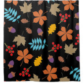 茶色エレガントの赤い紅葉パターン | シャワーカーテン (正面)