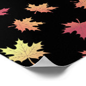 茶色エレガントの赤い紅葉パターン | ポスター (角)