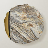 茶色エレガントモダン灰色の金ゴールド大理石パターン ラウンドクッション (裏面)