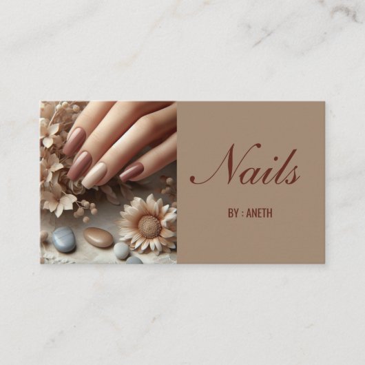 茶色エレガント爪、 ネイル 名刺 (正面)