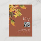 茶色エレガント紅葉QRコードRSVP エンクロージャーカード (正面)