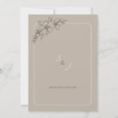 茶色エレガント花結婚式招待状ベージュ 招待状 (裏面)