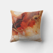 茶色オレンジ色の金ゴールドアルコールインクマルブル クッション (裏面)