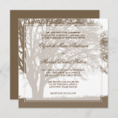 茶色オークの木の秋の結婚式 招待状 (正面/裏面)