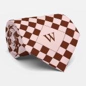 茶色カジュアルモノグ市松模様にラム ネクタイ (ロール)