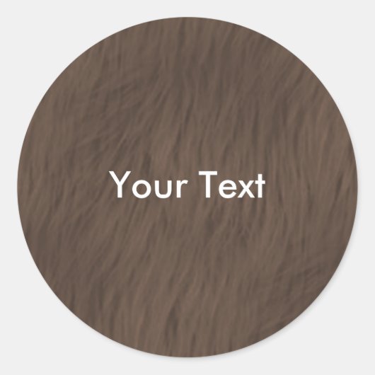 茶色カスタマイズの動物の毛皮のシール名タグ ラウンドシール (正面)