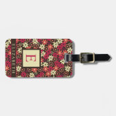 茶色カスタマイズフローラ黄色ピンク色オレンジ色の花 ラゲッジタグ (正面横)