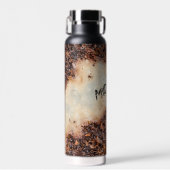 茶色カッコいいの錆びた金属の質感あなたの名前 ウォーターボトル (正面)