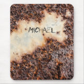 茶色カッコいいの錆びた金属の質感あなたの名前 マウスパッド (正面)