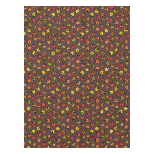 茶色カラフルのラディバグ テーブルクロス (正面)