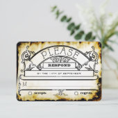 茶色クラフト紙 中世 タイポグラフィ 結婚式 出席確認 出欠カード (スタンド正面)