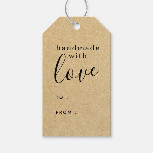 茶色クラフト 手作り 愛を込めて オーダーメイド ギフトタグ (正面)