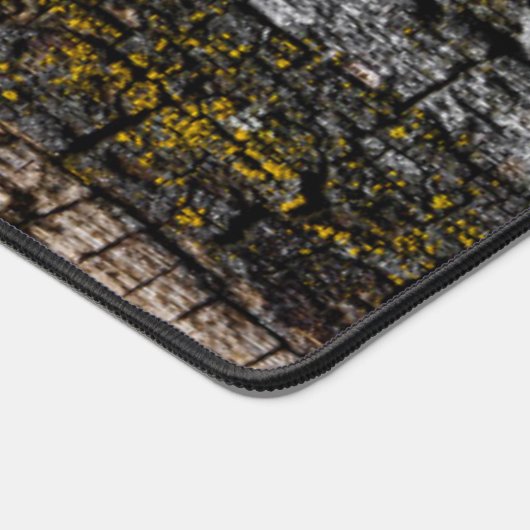 茶色クールの苔の木の樹皮あなたの名前をカスタムする デスクマット (コーナー)