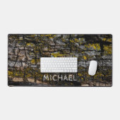 茶色クールの苔の木の樹皮あなたの名前をカスタムする デスクマット (キーボード&マウス)