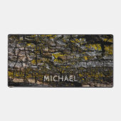 茶色クールの苔の木の樹皮あなたの名前をカスタムする デスクマット (正面)