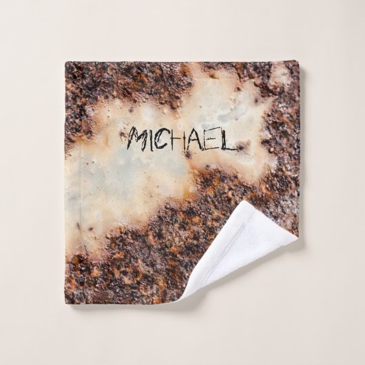 茶色クールの錆びた金属組織名前をカスタムする ウォッシュタオル (ウォッシュタオル)