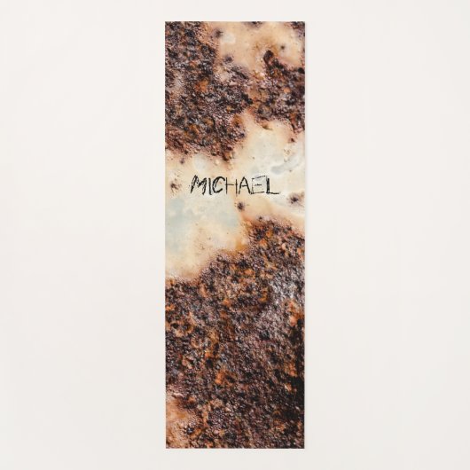 茶色クールの錆びた金属組織名前をカスタムする ヨガマット (正面)