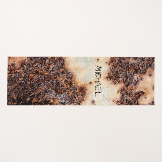 茶色クールの錆びた金属組織名前をカスタムする ヨガマット (正面(横))