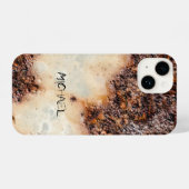 茶色クールの錆びた金属組織名前をカスタムする iPhoneケース (裏面横)