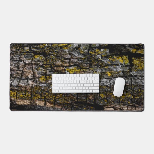 茶色クール色の黄色い苔の木の樹皮 デスクマット (キーボード&マウス)